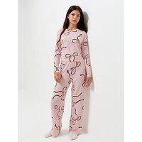 New Look 915 Girls Bow Print Long Sleeve Pyjamas - Pink