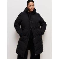 New Look Womens Curve Longline Hooded Quilted Puffer Jacket - Black