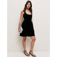 New Look Womens Diamante Trim Velvet Jersey Mini Dress - Black