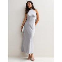 New Look Womens Halter Neck Satin Maxi Dress - Silver