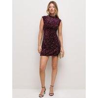 New Look Womens Sequin Embellished Mini Shift Dress - Dark Red