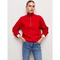 New Look Womens Half Zip Funnel Neck Compact Jumper - Red