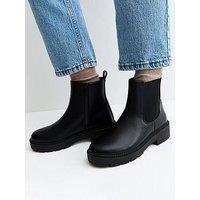 New Look Women'S Faux Leather Chunky Sole Chelsea Boots Black