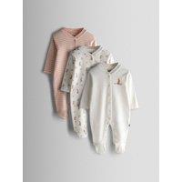 Jojo Maman Bebe Baby Girls 3 Pack Sleepsuits - Pink