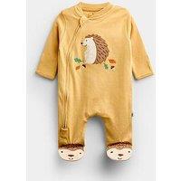 Jojo Maman Bebe Baby Girls Hedgehog Applique Sleepsuit - Yellow