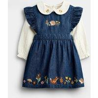 Jojo Maman Bebe Baby Girls Woodland Chambray Dress Set - Blue