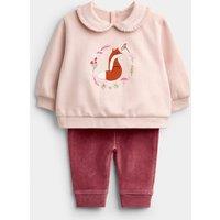 Jojo Maman Bebe Baby Girls Fox Sweatshirt & Leggings Set - Pink