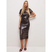 New Look Womens Sequin Embellished Midi Skirt - Brown