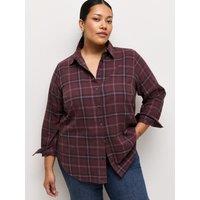 New Look Womens Curve Check Long Sleeve Shirt - Red