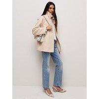 New Look Felt Raglan Sleeve Funnel Neck Coat - Cream