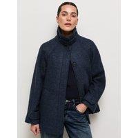 New Look Womens Raglan Sleeve Funnel Neck Coat - Blue