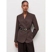 New Look Collarless Belted Blazer - Red