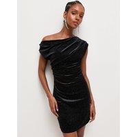 New Look Womens Glitter Velvet Draped Mini Dress - Black