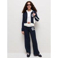 New Look 915 Girls Ribbed Contrast Waistband Wide Leg Trousers - Navy