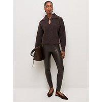 New Look High Waist Faux Leather Leggings - Brown