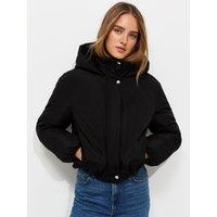 New Look Womens Hooded High Collar Puffer Jacket - Black