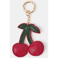 Accessorize Rhinestone Cherry Bag Charm - Red