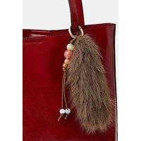 Accessorize Beaded Tail Bag Charm - Brown