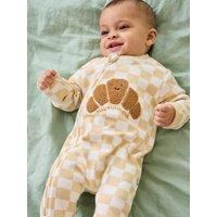 Jojo Maman Bebe Baby Unisex Croissant Applique Zip Sleepsuit - Beige