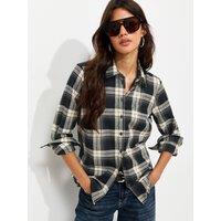 New Look Womens Monochrome Check Cotton Long Sleeve Shirt - Black