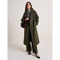 New Look Women'S Double Breasted Longline Coat - Green