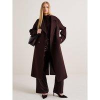 New Look Womens Premium Wool Blend Double Breasted Coat - Brown