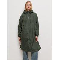 New Look Womens Longline Fleece Lined Hooded Raincoat - Green