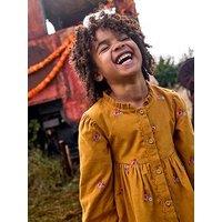 Jojo Maman Bebe Toddler Girls Floral Embroidered Cord Dress - Yellow