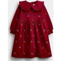 Jojo Maman Bebe Girls Toddler Embroidered Cherry Peter Pan Sweatshirt Dress - Red