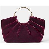 Accessorize Ruched Velvet Ring Handheld Clutch Bag - Red