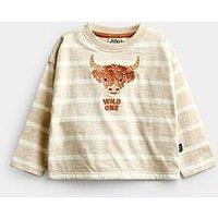 Jojo Maman Bebe Toddler Boys Wild One Highland Cow Embroidered Top - Beige