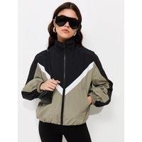 New Look Womens Colour Block Funnel Neck Windbreaker Jacket - Brown