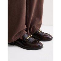 New Look Womens Katty 2 Wide Fit Burnished Loafers - Burgundy