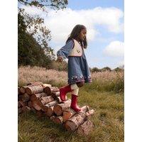 Jojo Maman Bebe Toddler Girls Embroidered Denim Dress And Quilted Gilet Set - Blue