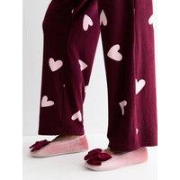 New Look Womens Velvet Bow Ballet Slippers - Pink