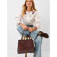Accessorize Croc Effect Shoulder Bag - Brown