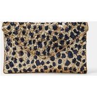 Accessorize Leopard Sequin Clutch Bag