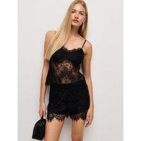 New Look Womens Eyelash Lace Strappy Cami Top - Black