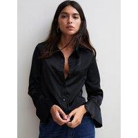 New Look Womens Satin Long Sleeve Shirt - Black
