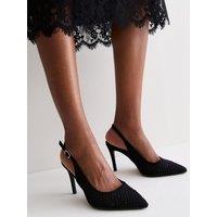 New Look Womens Wide Fit Embellished Mesh Slingback Pumps - Black