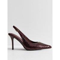 New Look Womens Sequin Pointed Toe Slingback Pumps - Brown