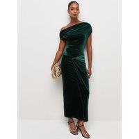 New Look Womens Off Shoulder Velvet Twist Front Dress - Green