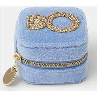 Accessorize Womens Velvet-Look Zip-Around Organised Jewellery Case - Blue