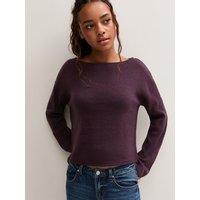 New Look 915 Girls Slash Neck Cropped Knitted Jumper - Purple