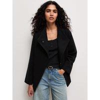 New Look Womens High Neck Belted Longer Line Jacket - Black