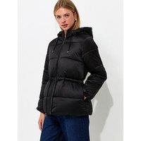 New Look Drawstring Waist Quilted Puffer Jacket - Black