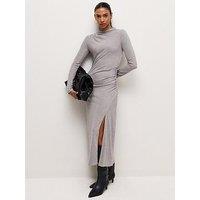 New Look Jersey Long Sleeve Ruched Midaxi Dress - Grey