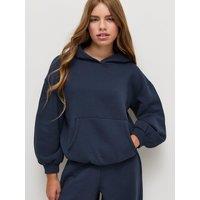 New Look 915 Girls Oversized Bubble Hem Hoodie - Navy