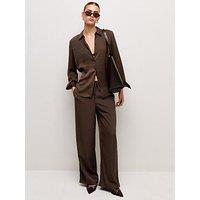 New Look Women'S Satin Wide Leg Trousers - Brown