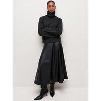New Look Faux Leather Circle Maxi Skirt - Black